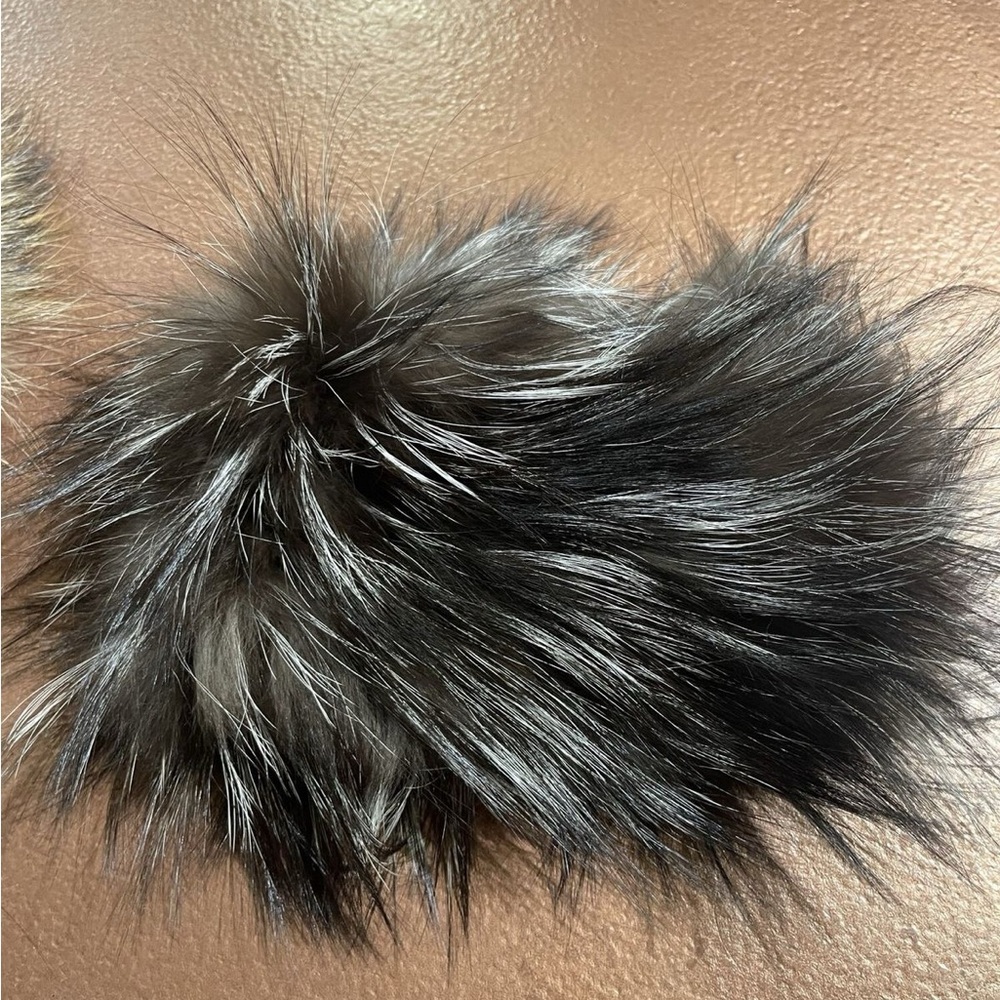 🆕 Black and Brown Silver Knitted Fox Fur Headband, O/S